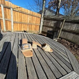 Nwt Size 9.5 Women's Kathleen Raffia Buckle Block Heels - A New Day wedding